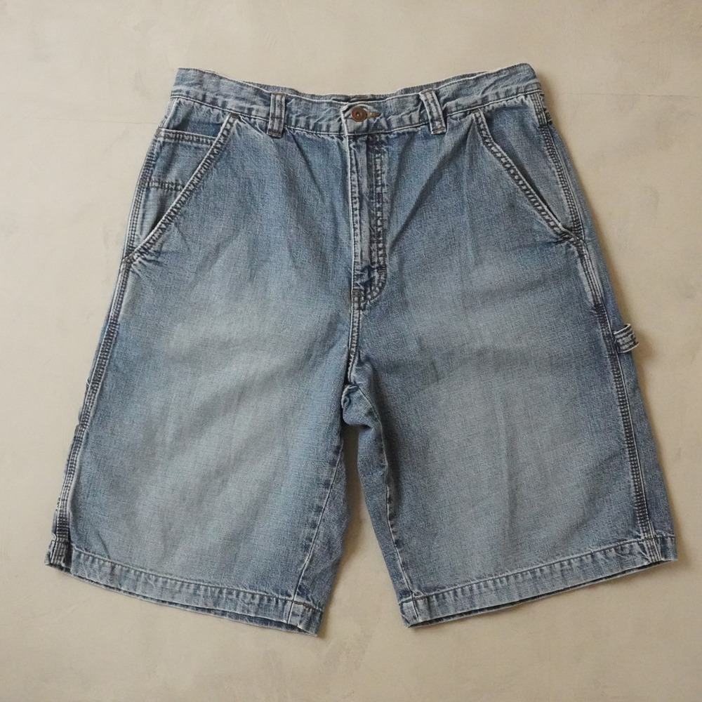 Aeropostale Carpenter Shorts 32 Mens Blue Denim Utility Painter Workwear Y2K Vtg